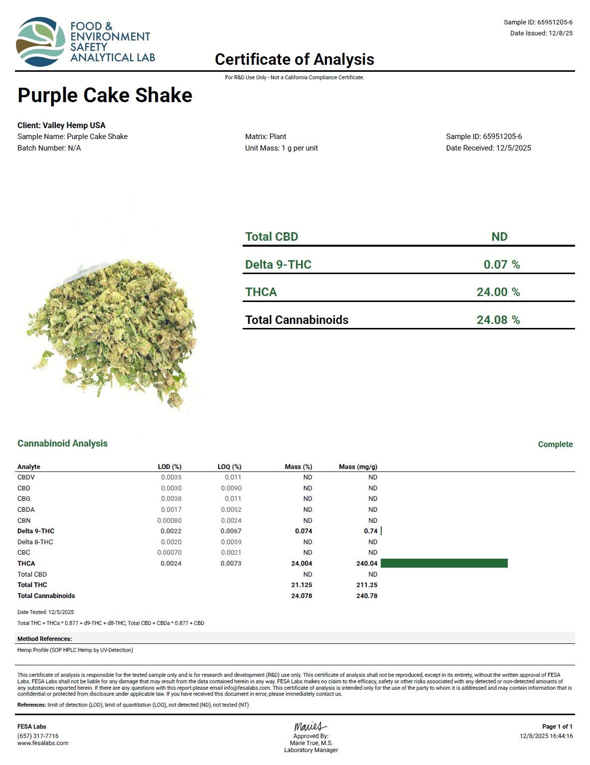 No 6. Purple Cake THCa Shake - Valley Hemp